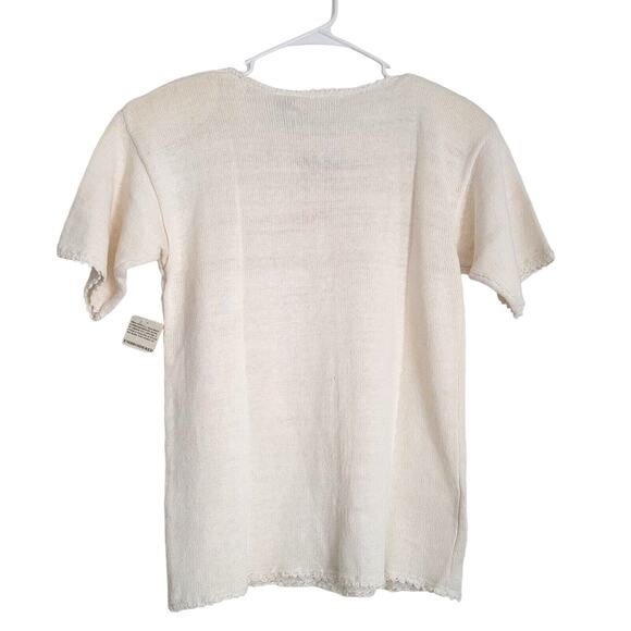 Capacity Sweater Women's Medium Embroidered Short Sleeve Vintage Style Boxy NEW - Picture 2 of 8